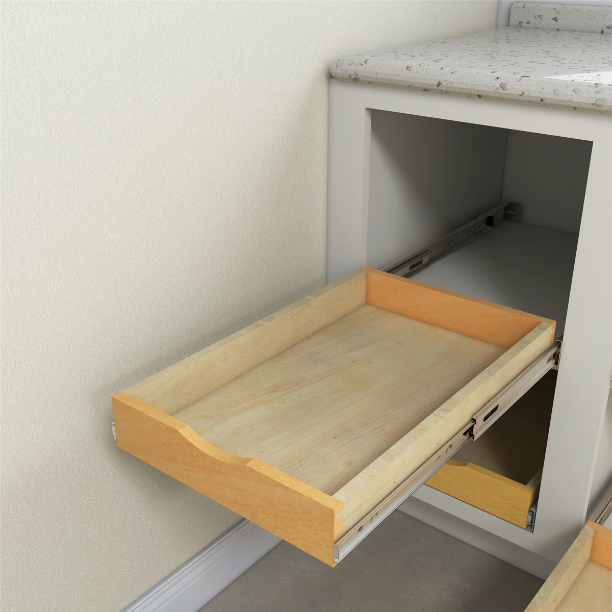 Daiona Solid Wood Pull-Out Drawer Box – 21" Deep Cabinet Organizer in Multiple Widths Out Tray with Brackets